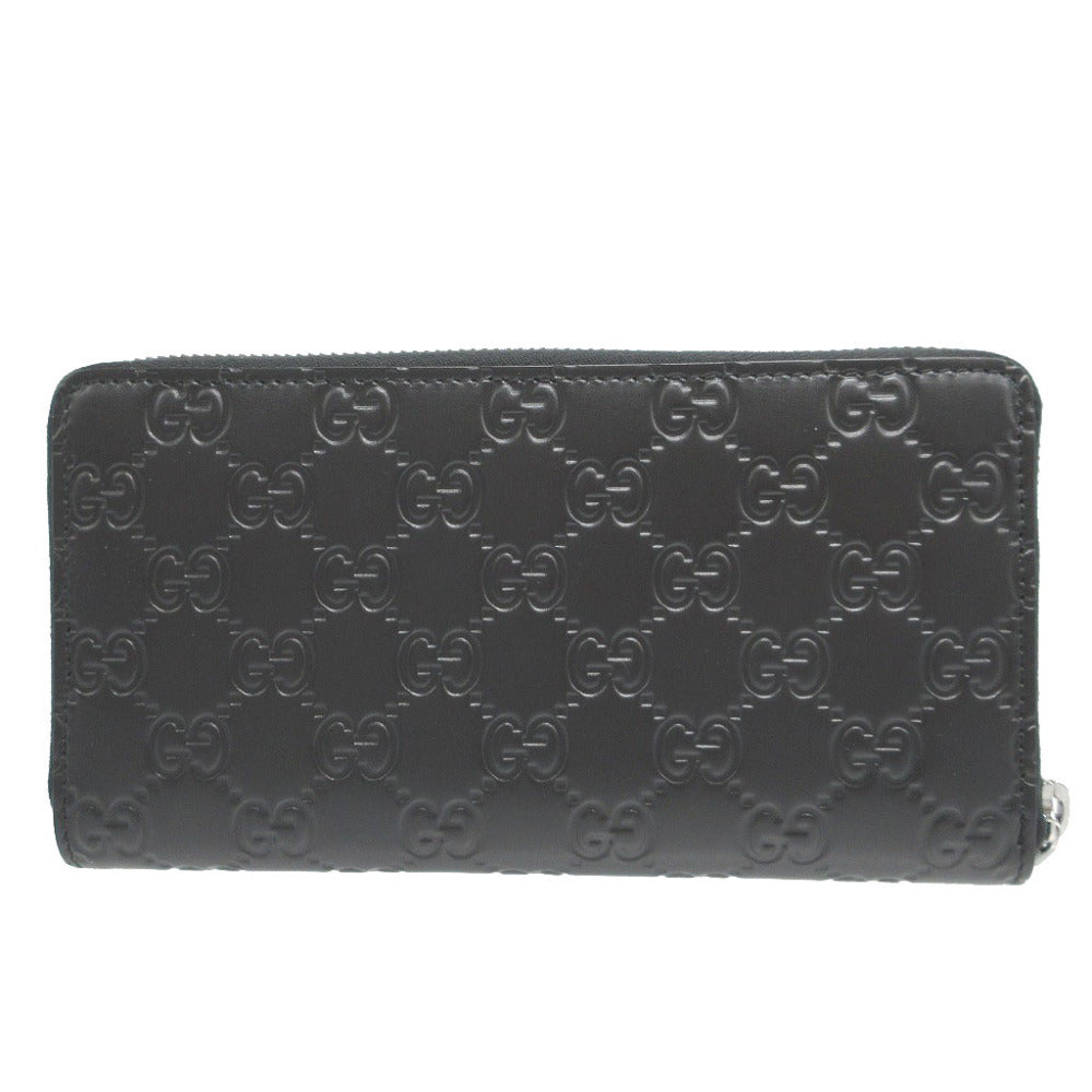GUCCI Long Wallet Purse 307987 leather black Zip Around Guccisima unisex(Unisex) Used