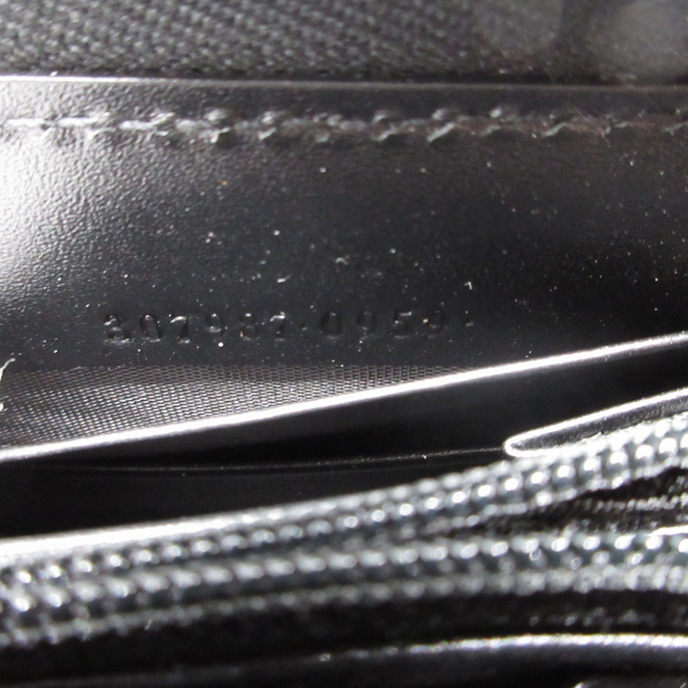 GUCCI Long Wallet Purse 307987 leather black Zip Around Guccisima unisex(Unisex) Used