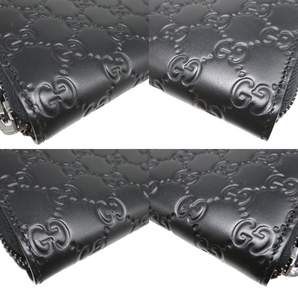 GUCCI Long Wallet Purse 307987 leather black Zip Around Guccisima unisex(Unisex) Used