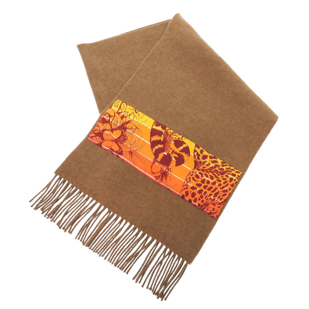 HERMES Scarf cashmere Brown Women Used