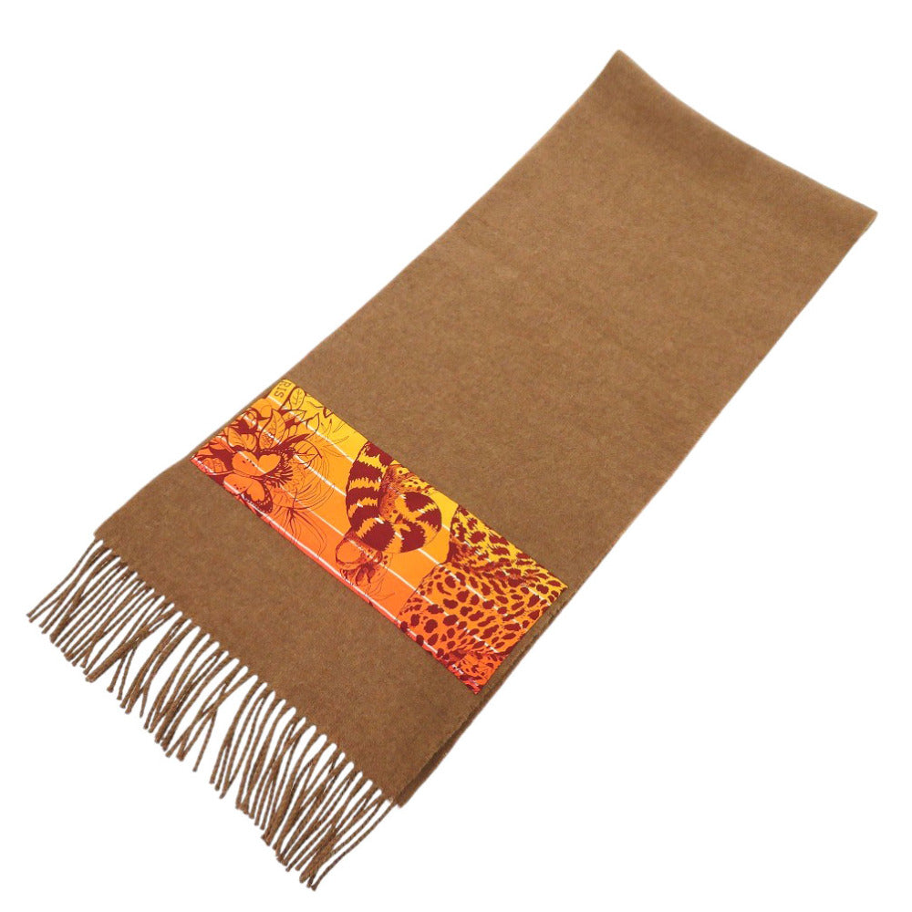 HERMES Scarf cashmere Brown Women Used