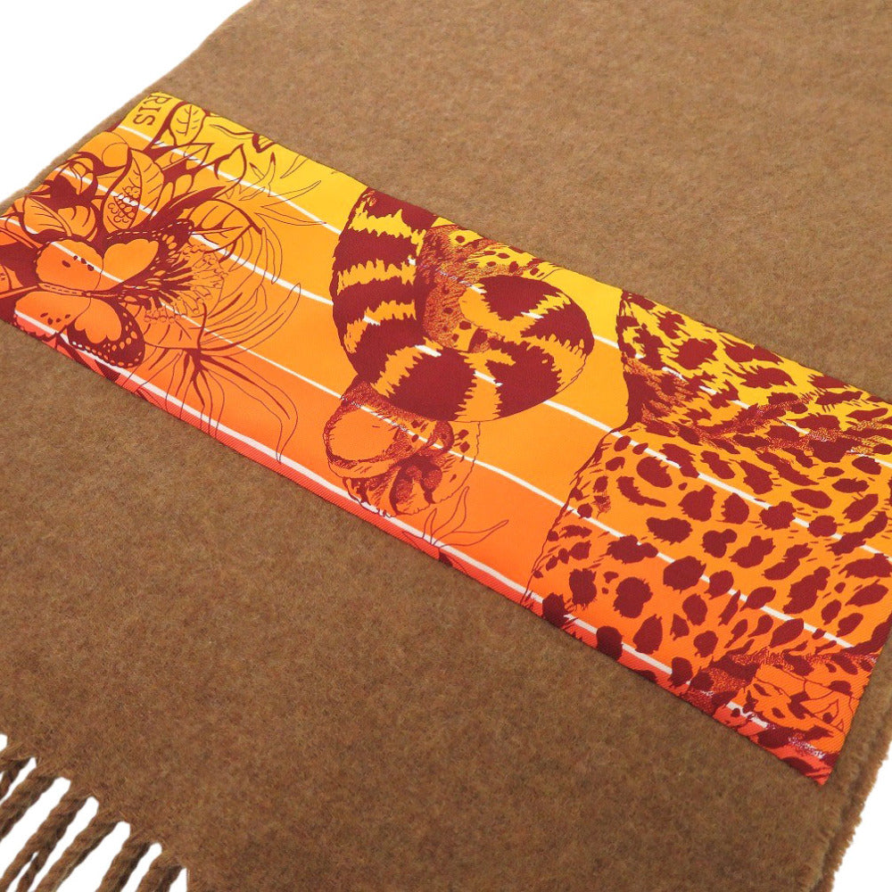 HERMES Scarf cashmere Brown Women Used
