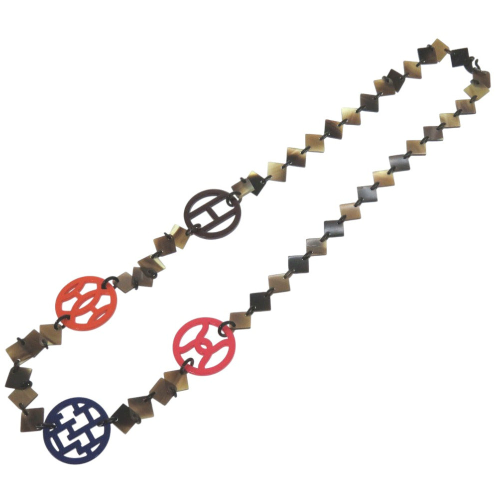 HERMES Necklace Buffalo horn multicolor Long necklace DIVA Women Used