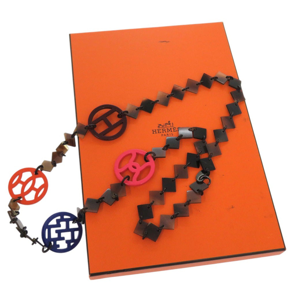 HERMES Necklace Buffalo horn multicolor Long necklace DIVA Women Used