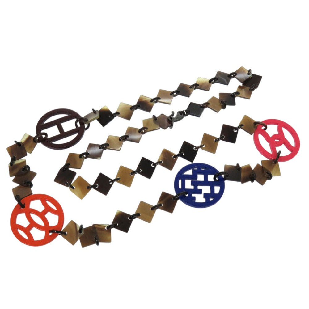 HERMES Necklace Buffalo horn multicolor Long necklace DIVA Women Used