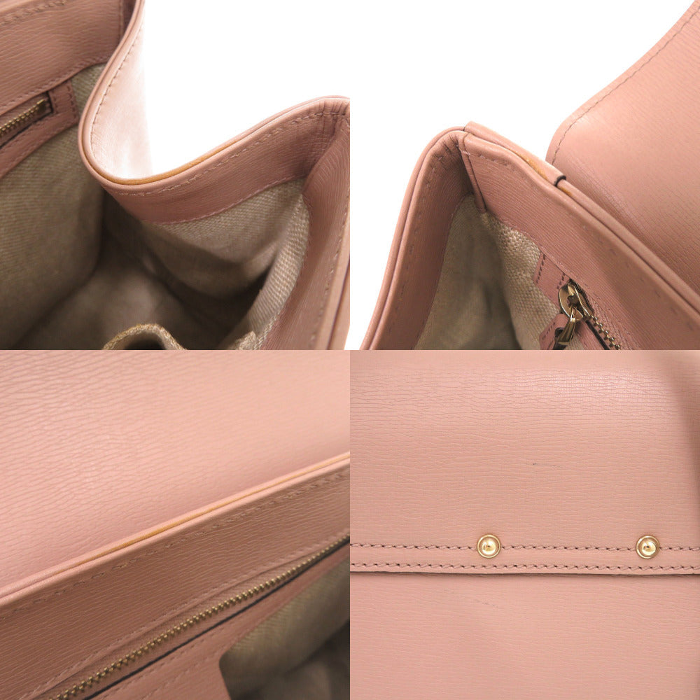 GUCCI Handbag 338989 leather pink beige Bamboo Women Used