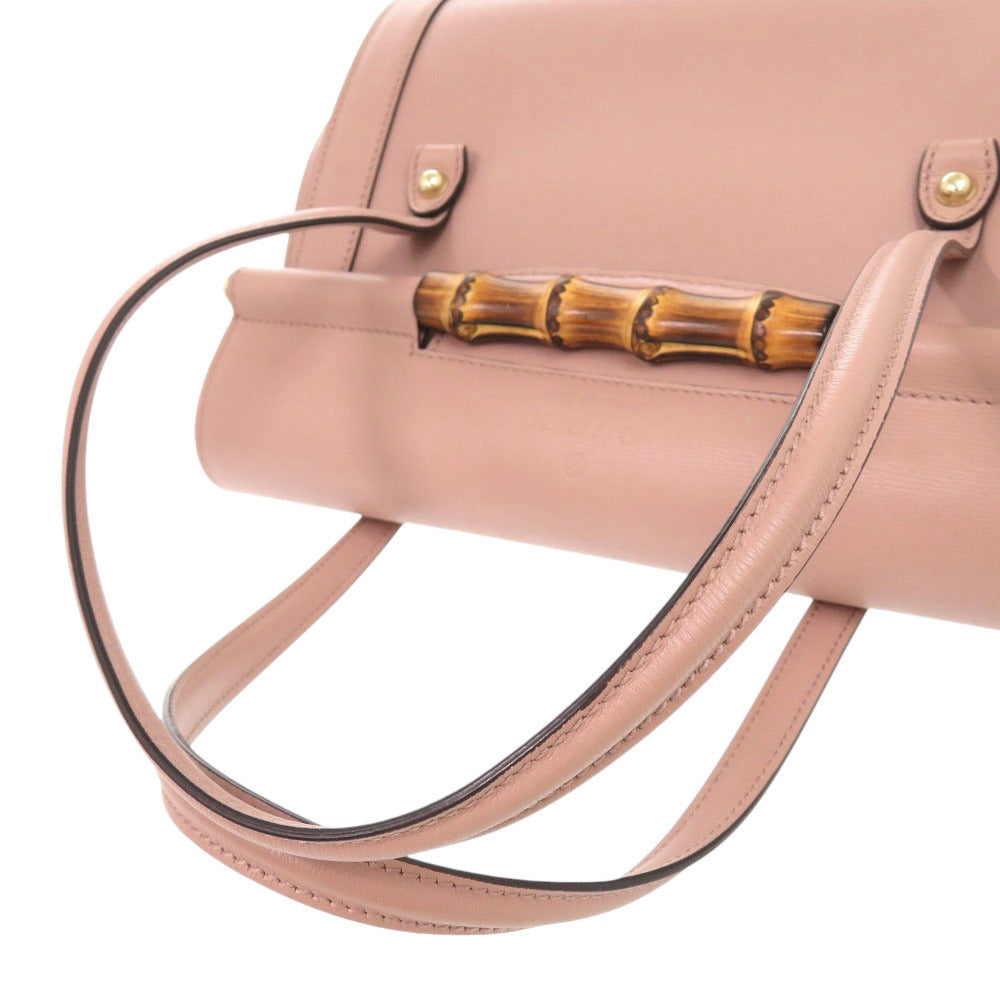 GUCCI Handbag 338989 leather pink beige Bamboo Women Used