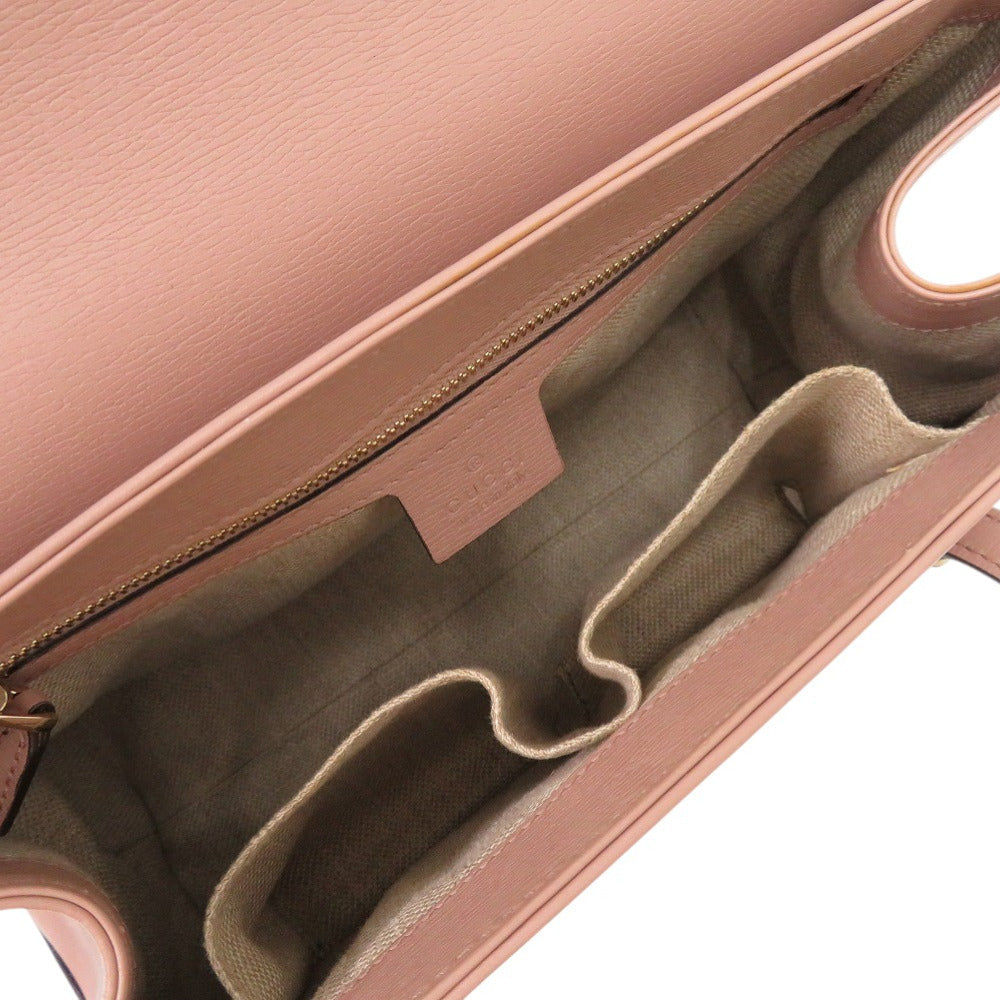 GUCCI Handbag 338989 leather pink beige Bamboo Women Used