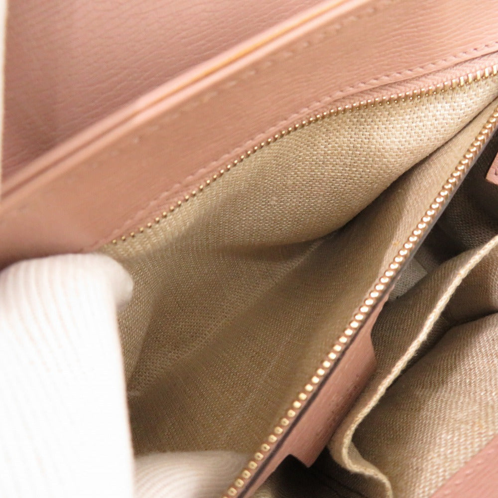 GUCCI Handbag 338989 leather pink beige Bamboo Women Used