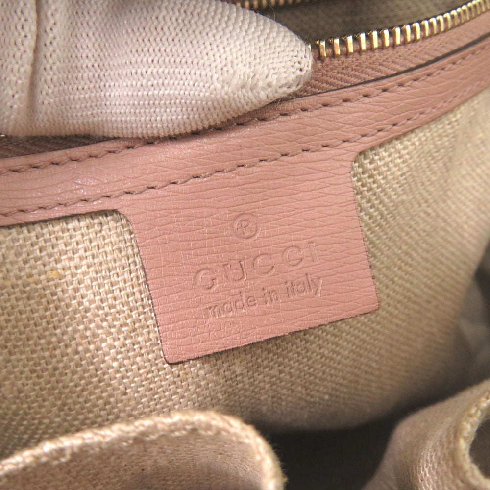GUCCI Handbag 338989 leather pink beige Bamboo Women Used