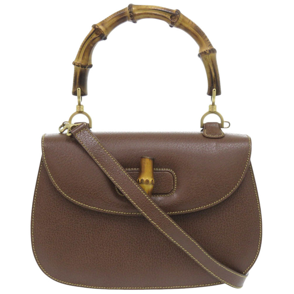 GUCCI Handbag 000 926 0633 leather Brown 2WAY Bamboo Women Used