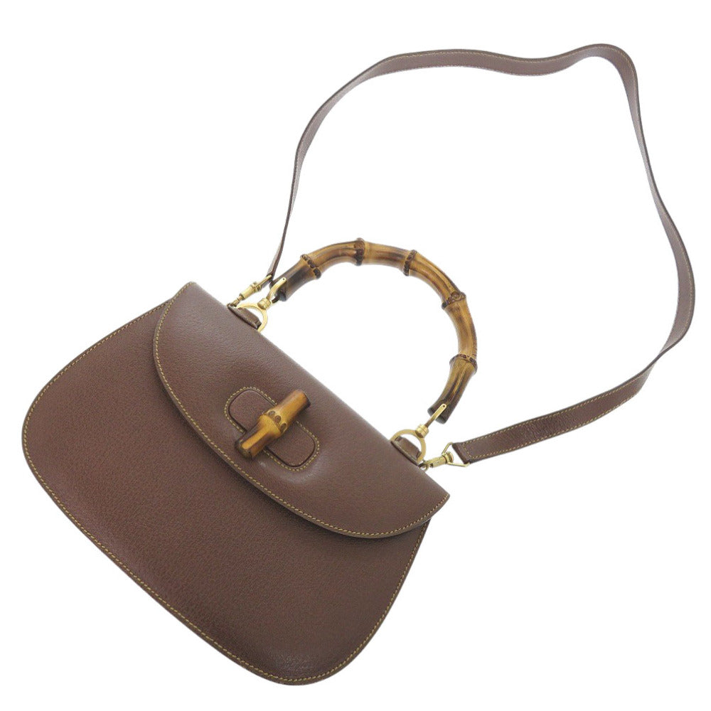 GUCCI Handbag 000 926 0633 leather Brown 2WAY Bamboo Women Used