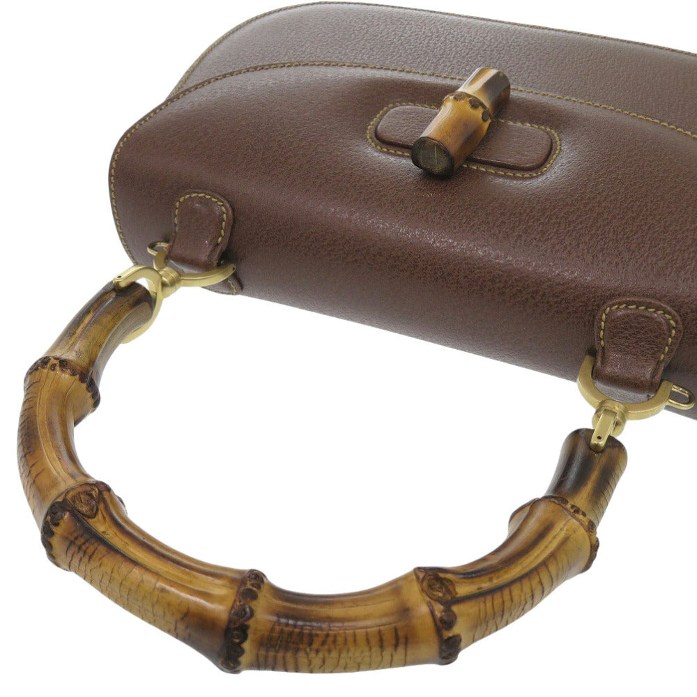 GUCCI Handbag 000 926 0633 leather Brown 2WAY Bamboo Women Used