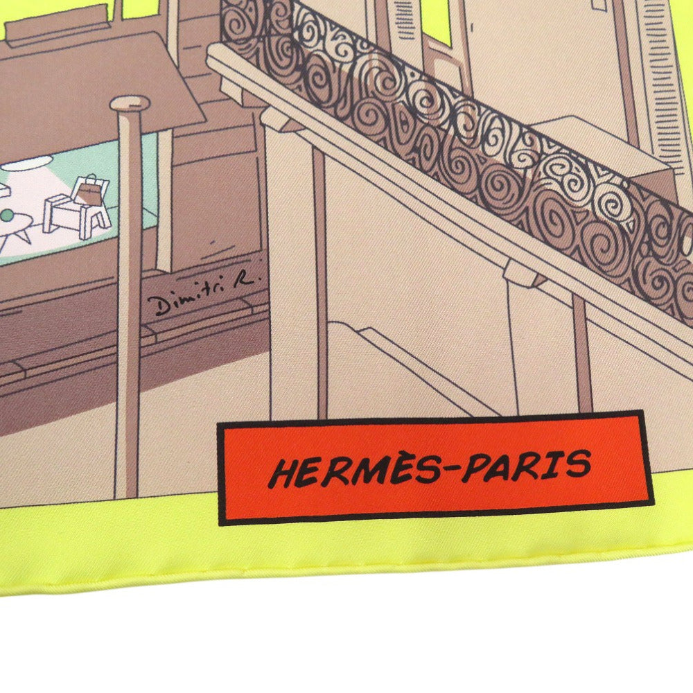 HERMES scarf silk multicolor Carre90 Space Shopping au Faubourg City and UFOPattern Space Shopping au Faubourg
