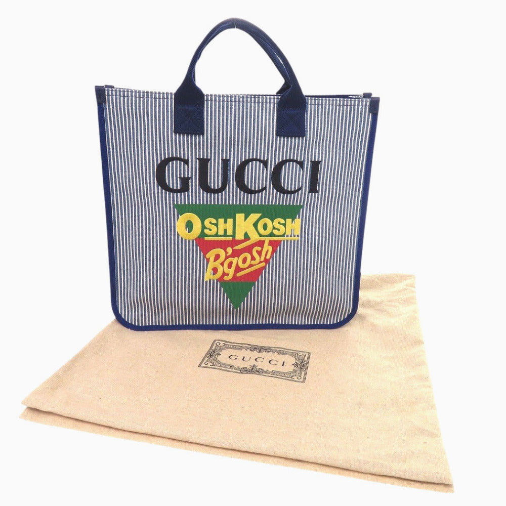 GUCCI Tote Bag 605831 cotton blue OshKosh Collaboration Children's Line Stripe