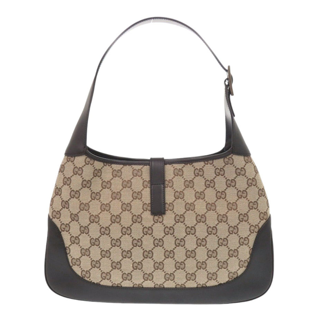 GUCCI Shoulder Bag GG canvas Brown Shelly Line Jackie