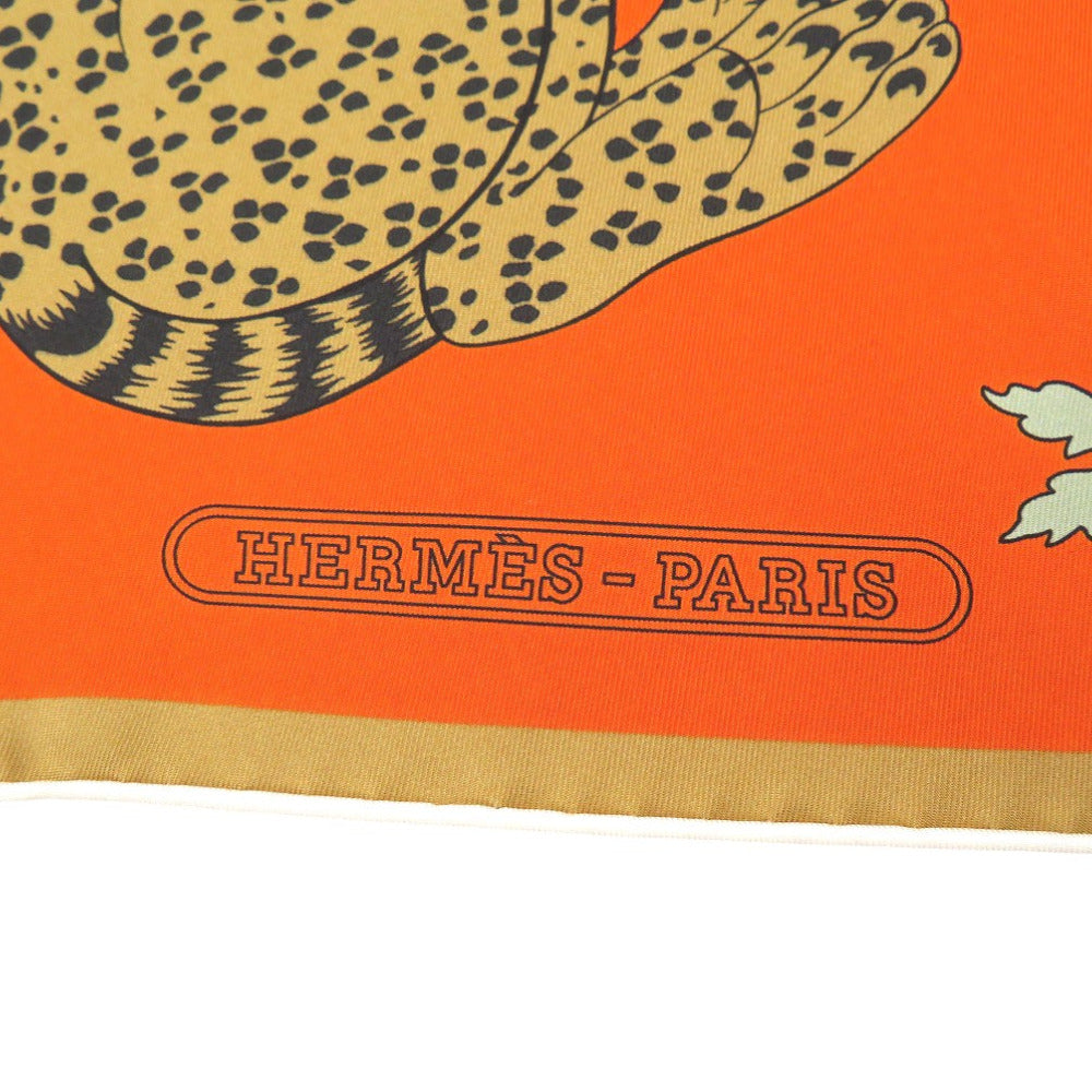 HERMES scarf silk multicolor LES LEOPARDS