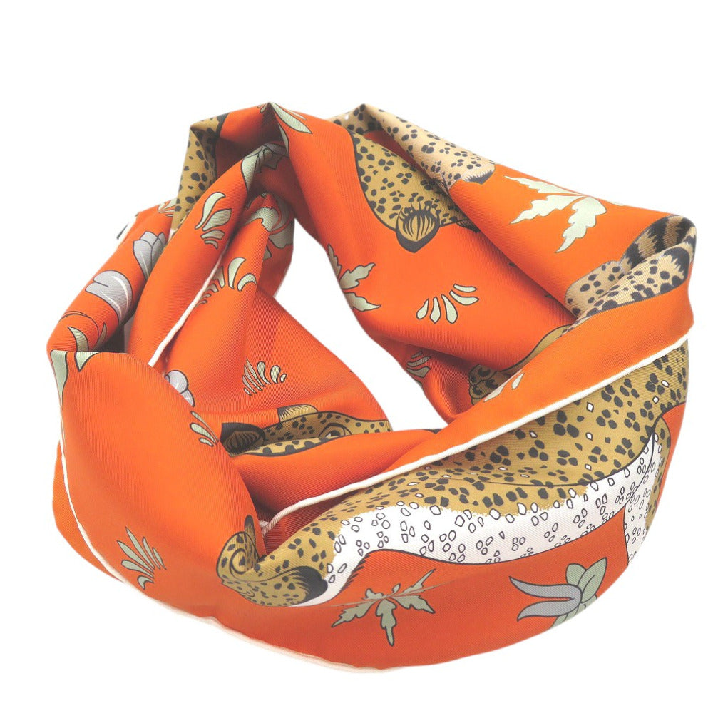 HERMES scarf silk multicolor LES LEOPARDS