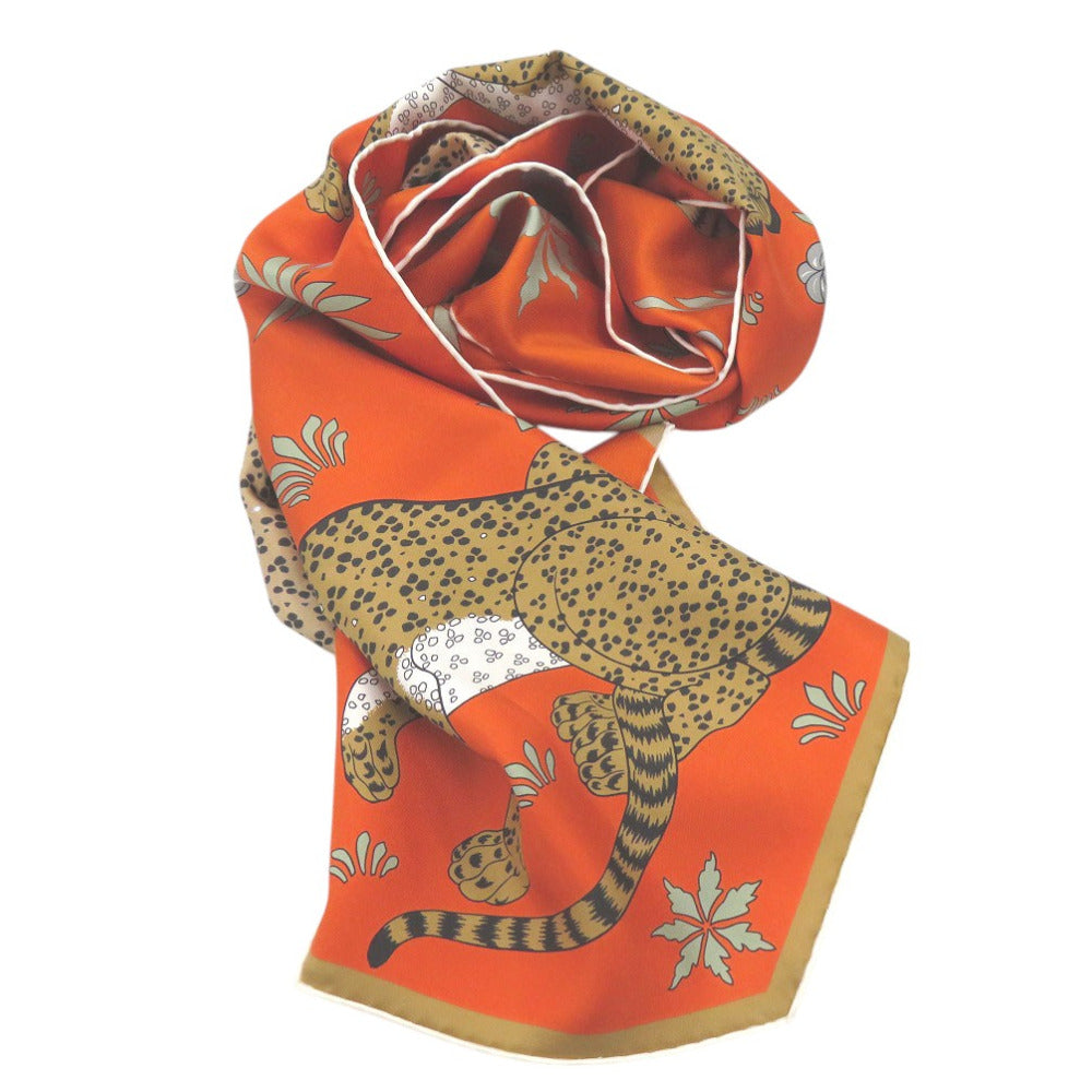 HERMES scarf silk multicolor LES LEOPARDS