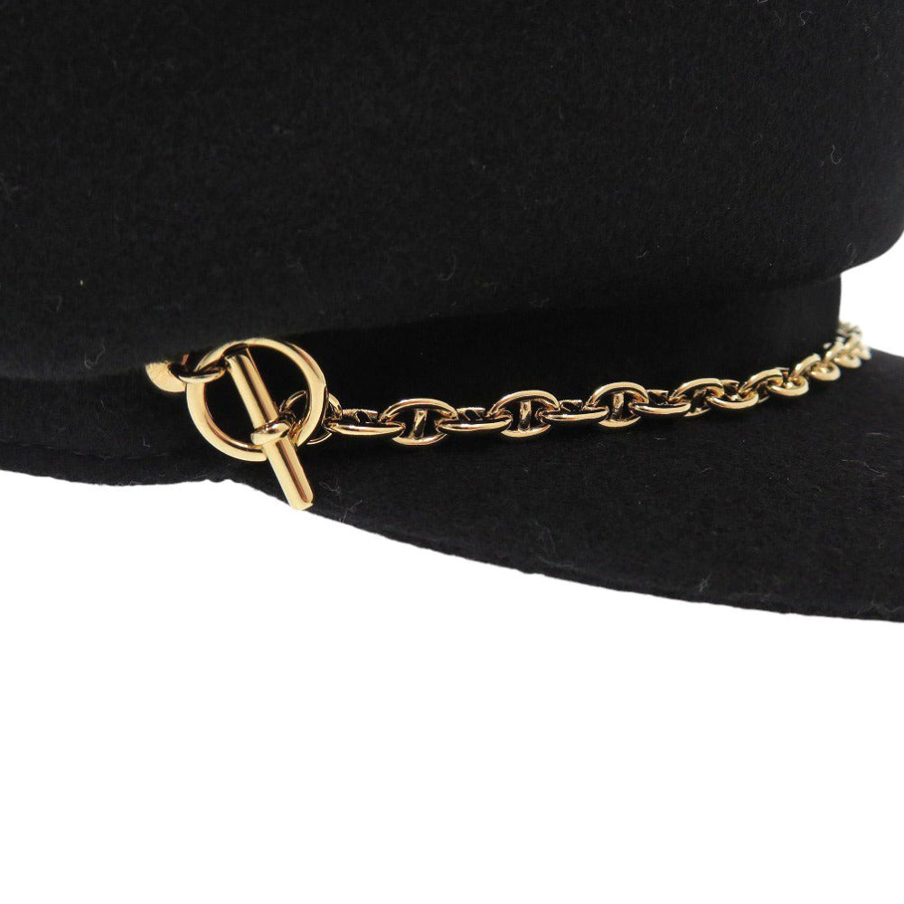 HERMES Other hats cashmere black Belleil Chene Dunkle 58