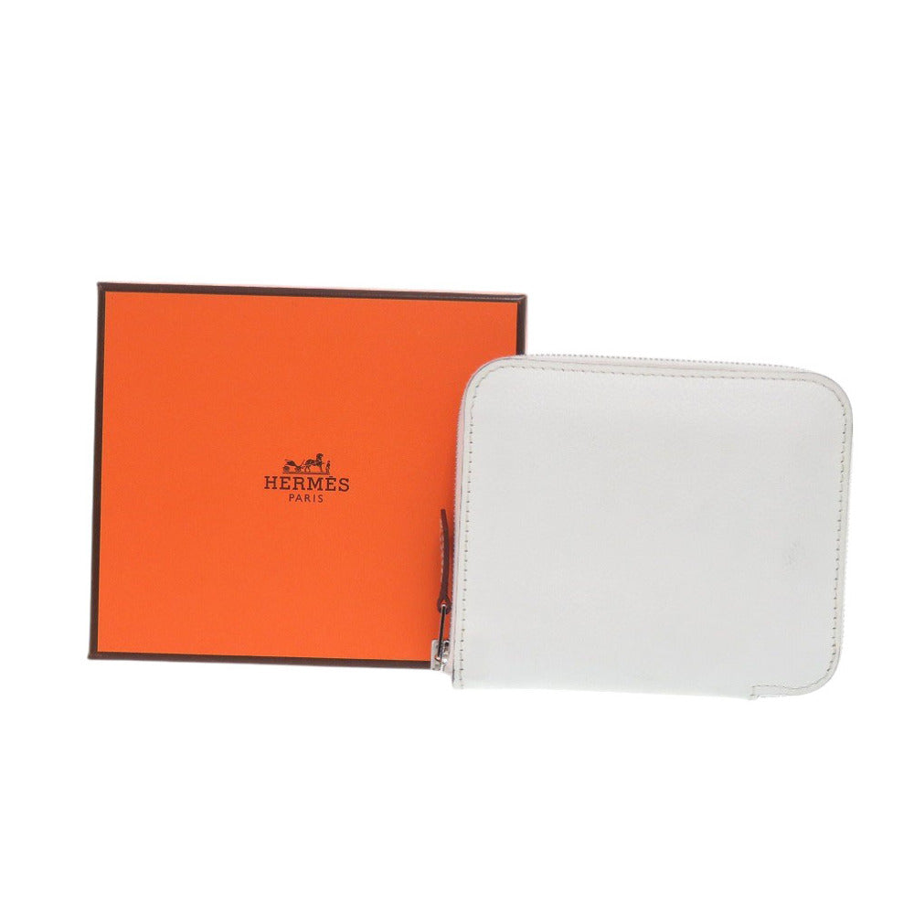 HERMES Coin case Evercolor New White Azap silk in compact