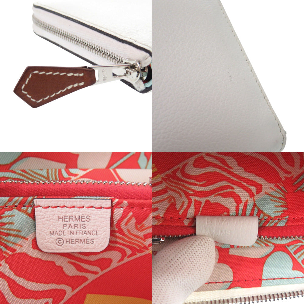 HERMES Coin case Evercolor New White Azap silk in compact