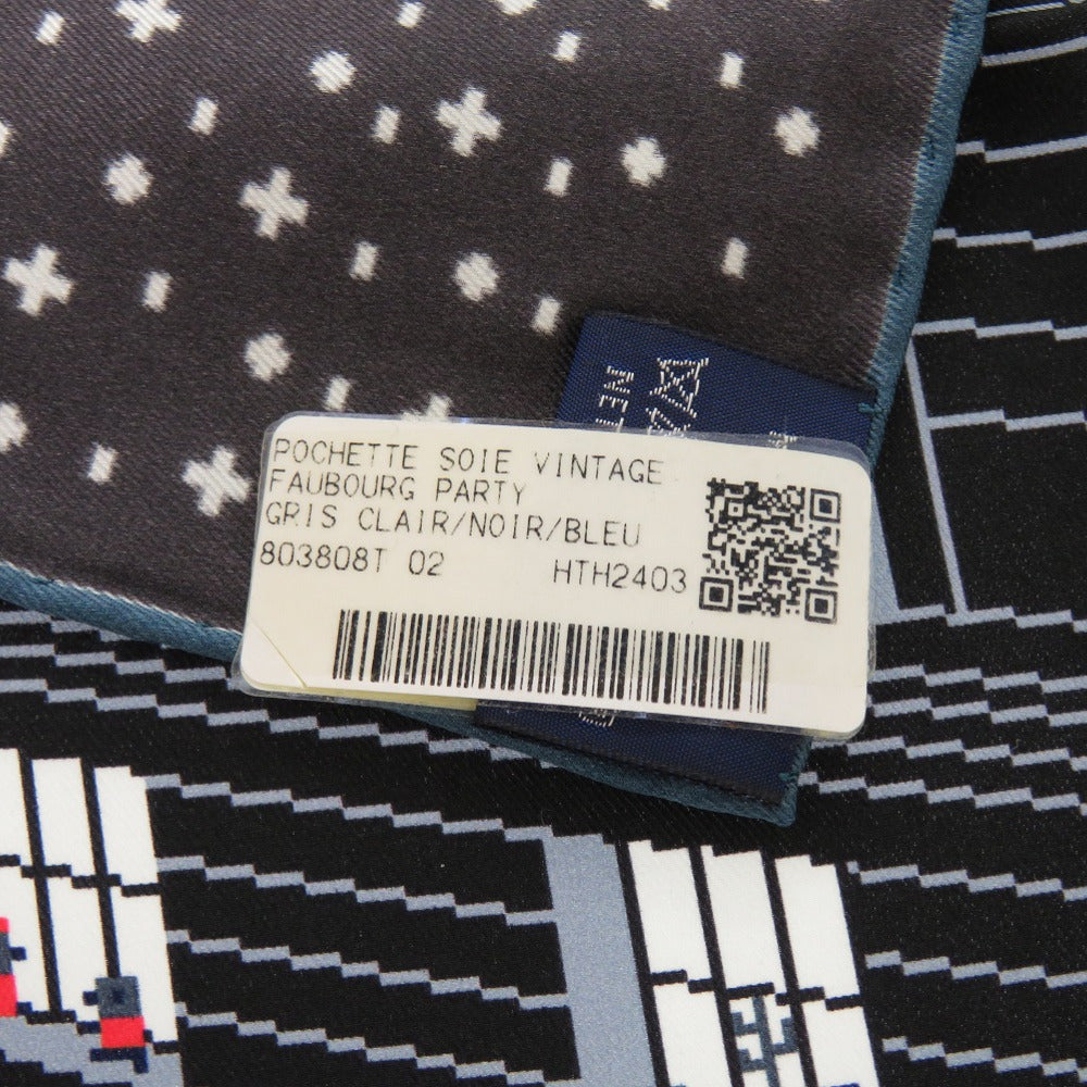 HERMES scarf silk black Carre45 Faubourg Party