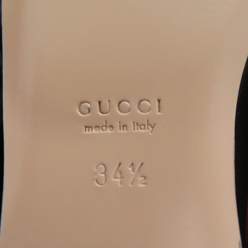 GUCCI pumps 621161 leather black Horsebit 34 1/2