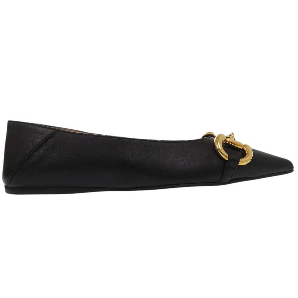 GUCCI pumps 621161 leather black Horsebit 34 1/2