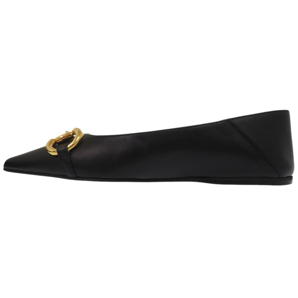 GUCCI pumps 621161 leather black Horsebit 34 1/2