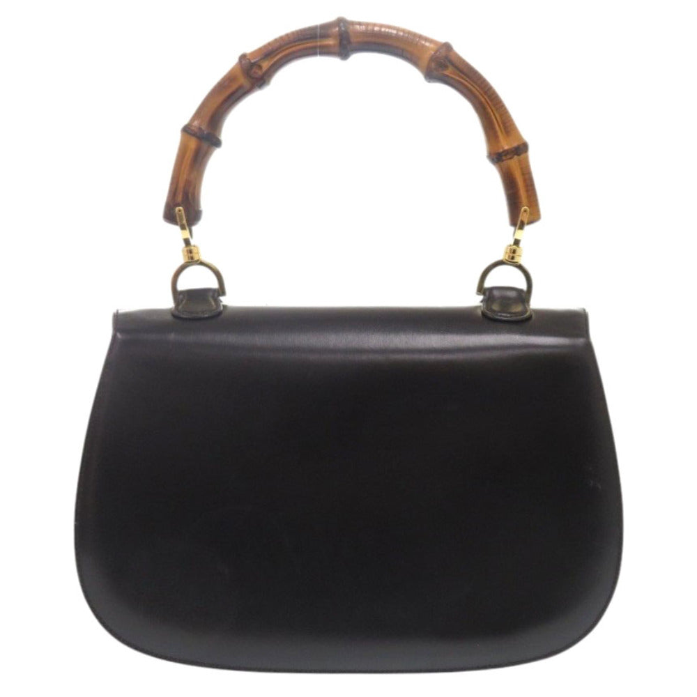 GUCCI Handbag leather black Bamboo Turnlock Vintage