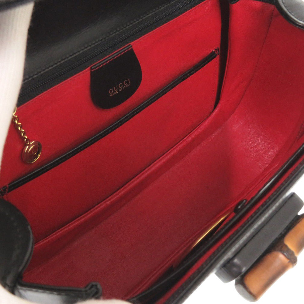GUCCI Handbag leather black Bamboo Turnlock Vintage