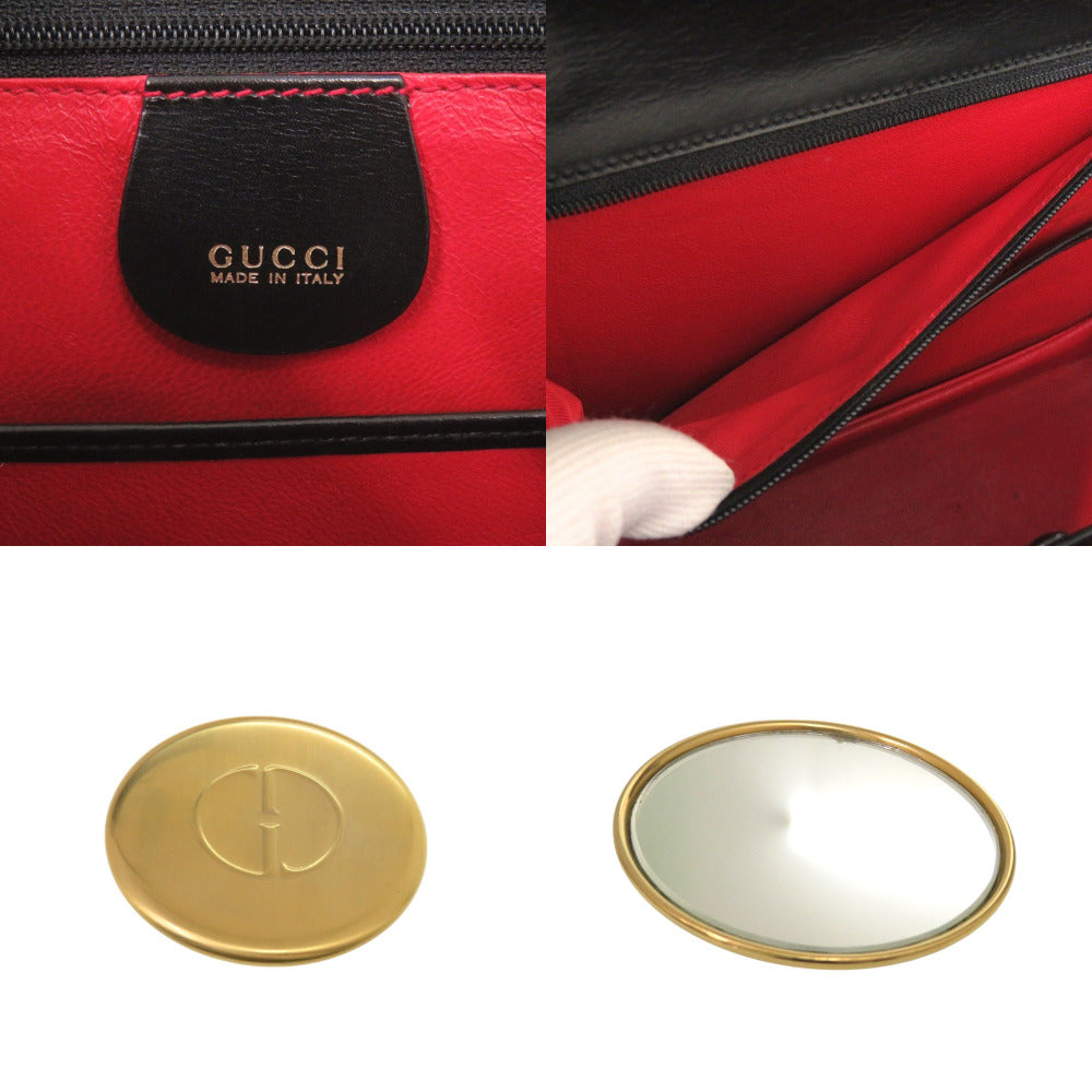 GUCCI Handbag leather black Bamboo Turnlock Vintage