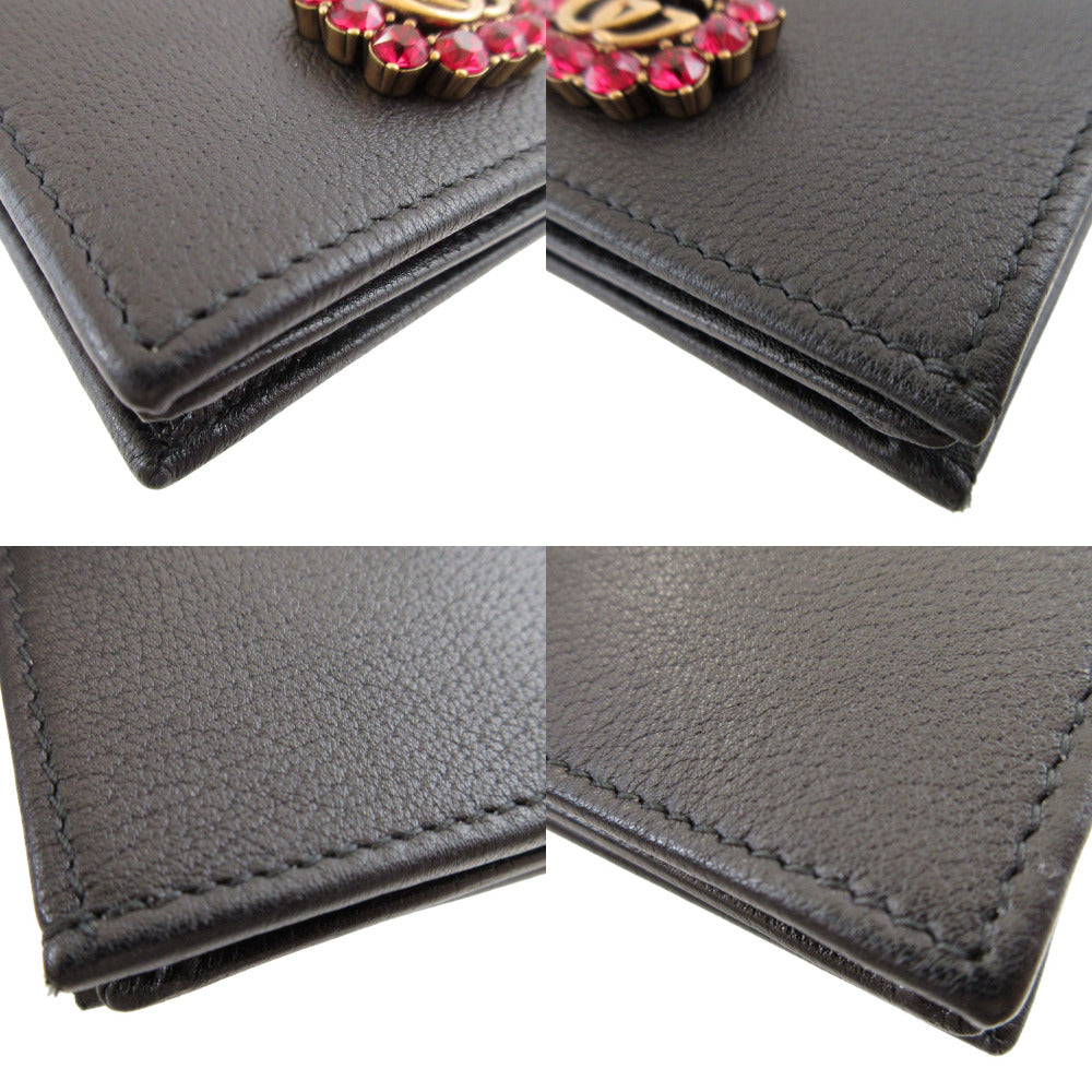 GUCCI Bifold Wallet 499783 leather black GG Marmont