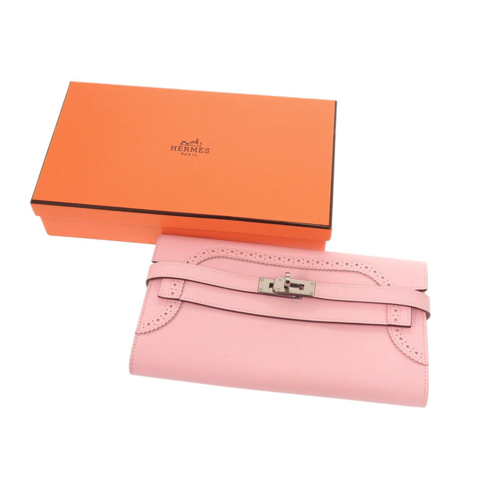 HERMES Long Wallet Purse Swift Rose cherry Kelly Wallet Gillies
