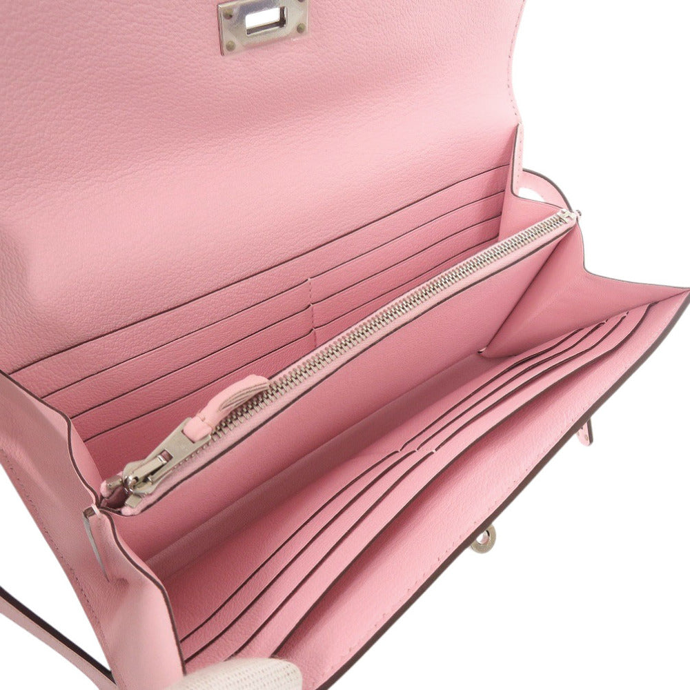 HERMES Long Wallet Purse Swift Rose cherry Kelly Wallet Gillies