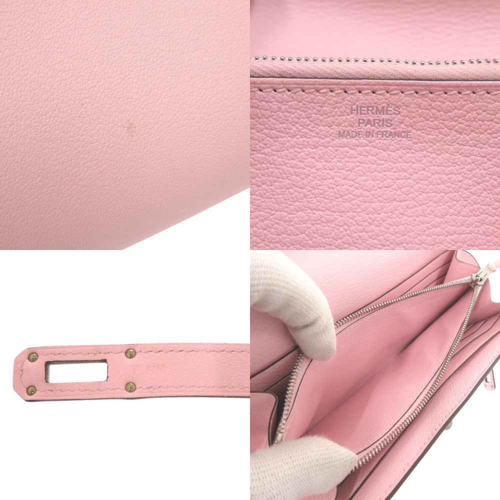 HERMES Long Wallet Purse Swift Rose cherry Kelly Wallet Gillies