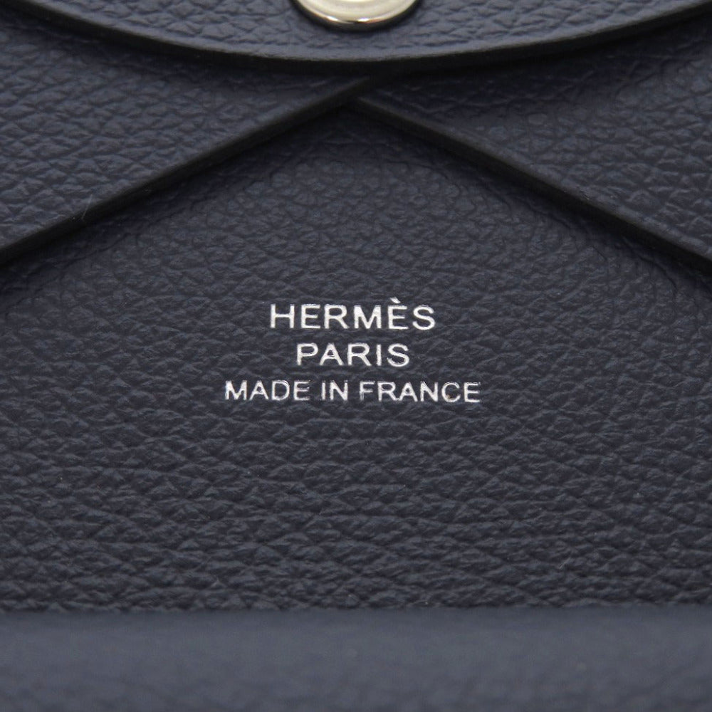 HERMES Card Case Evercolor Blue drus Calvi duo