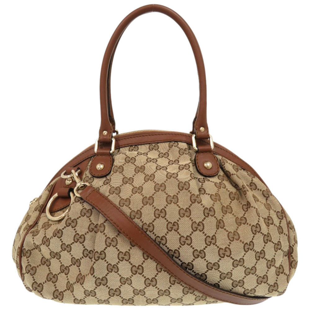 GUCCI Shoulder Bag 223974 GG canvas, leather beige Sukey
