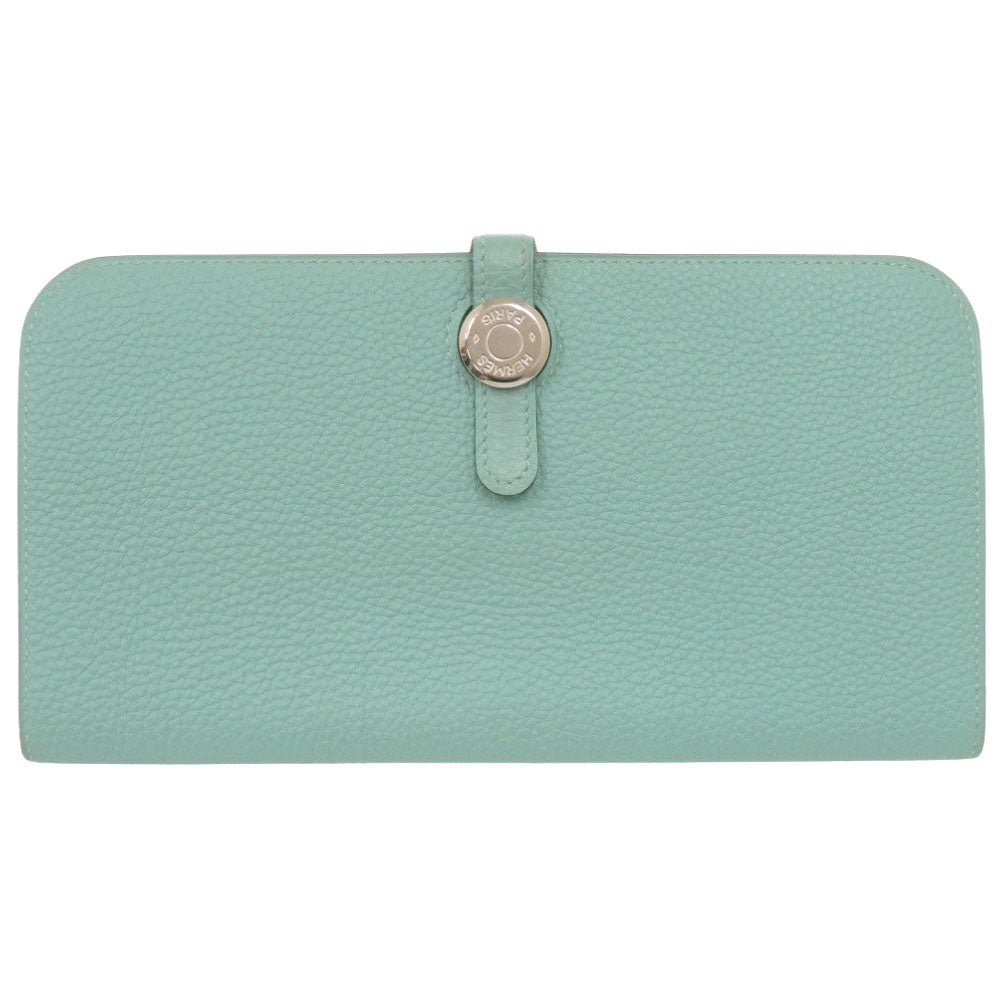 HERMES Long Wallet Purse Togo Blue Atoll Dogon Long