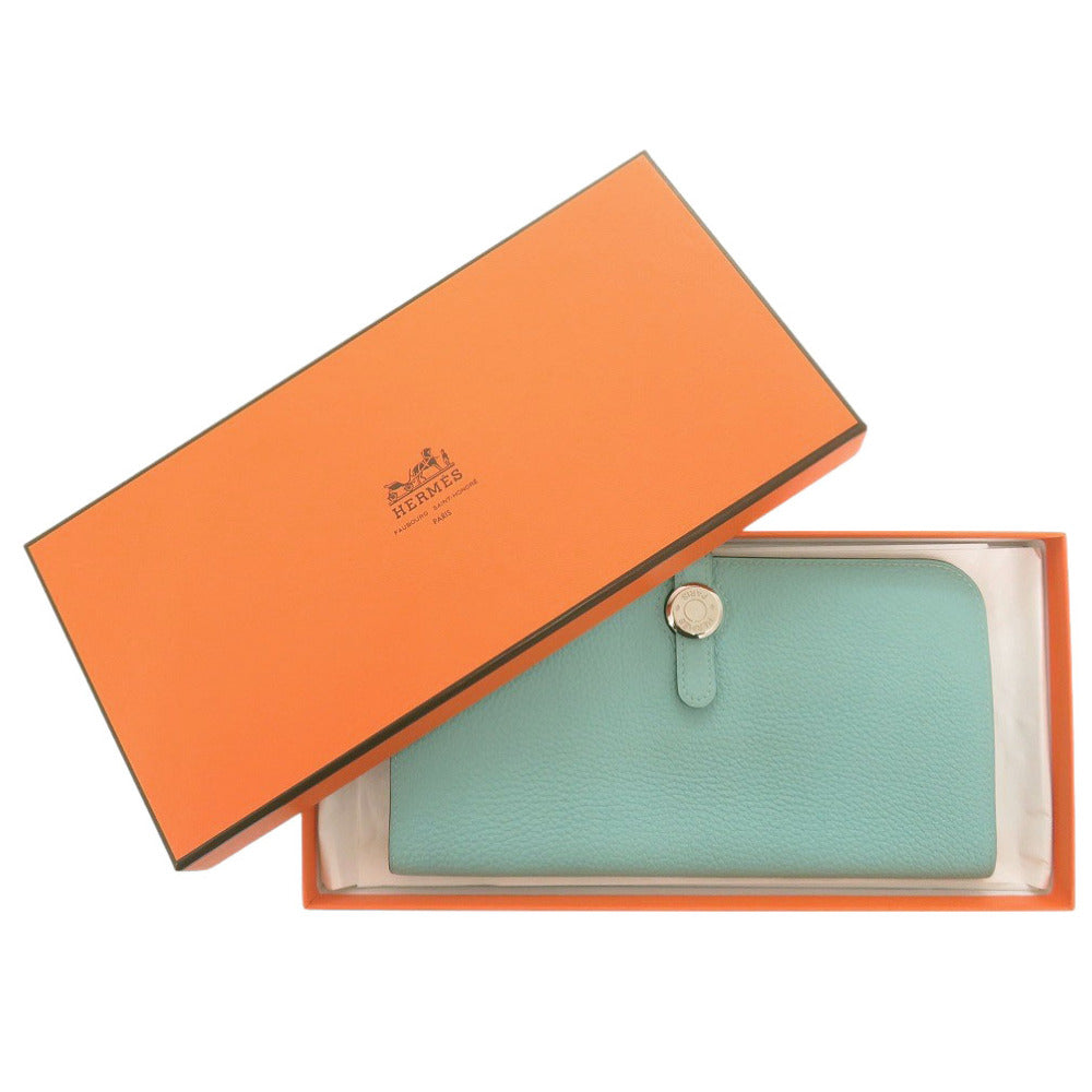HERMES Long Wallet Purse Togo Blue Atoll Dogon Long