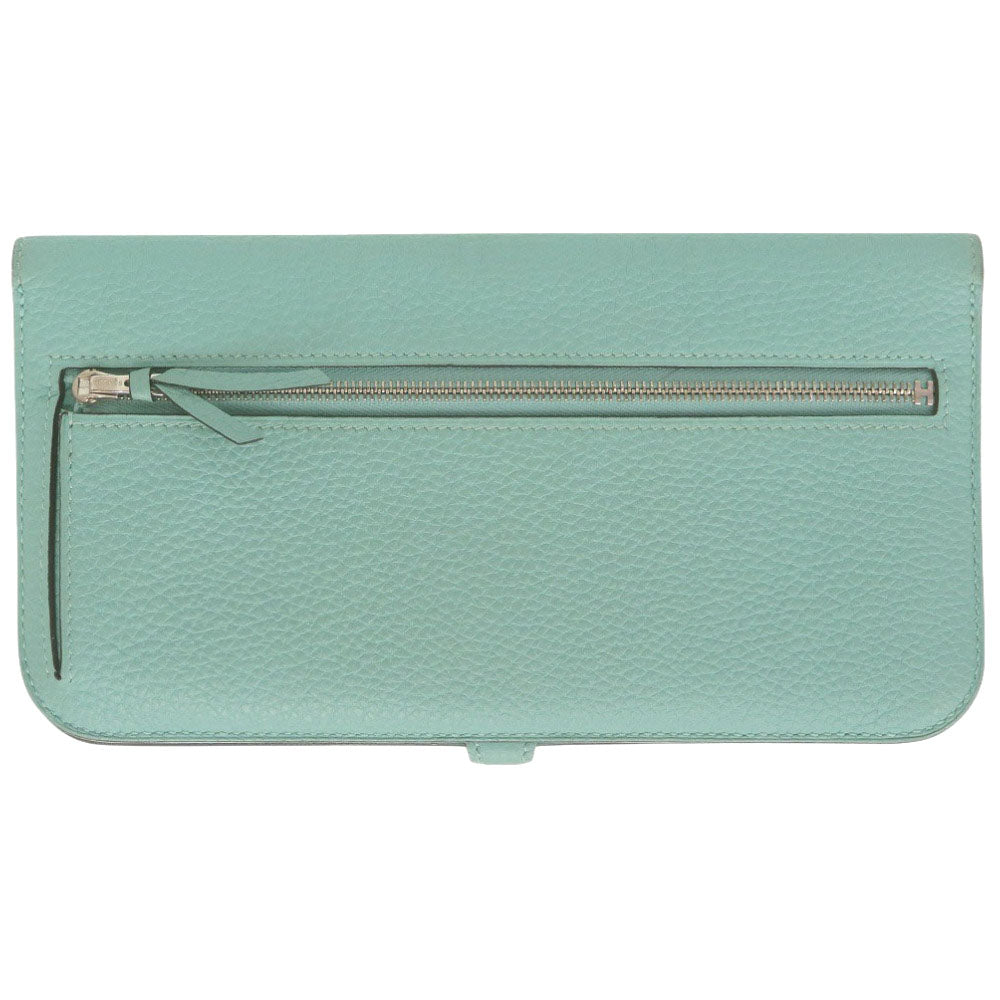 HERMES Long Wallet Purse Togo Blue Atoll Dogon Long