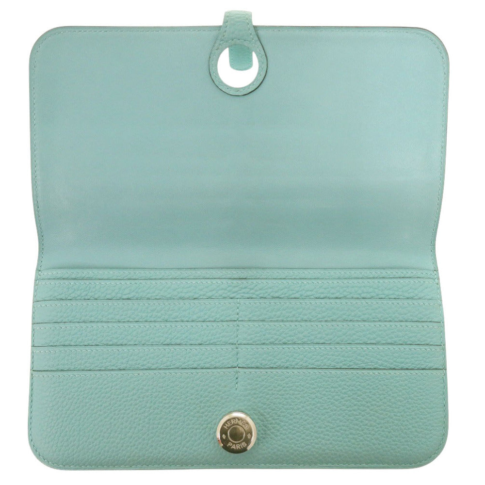 HERMES Long Wallet Purse Togo Blue Atoll Dogon Long