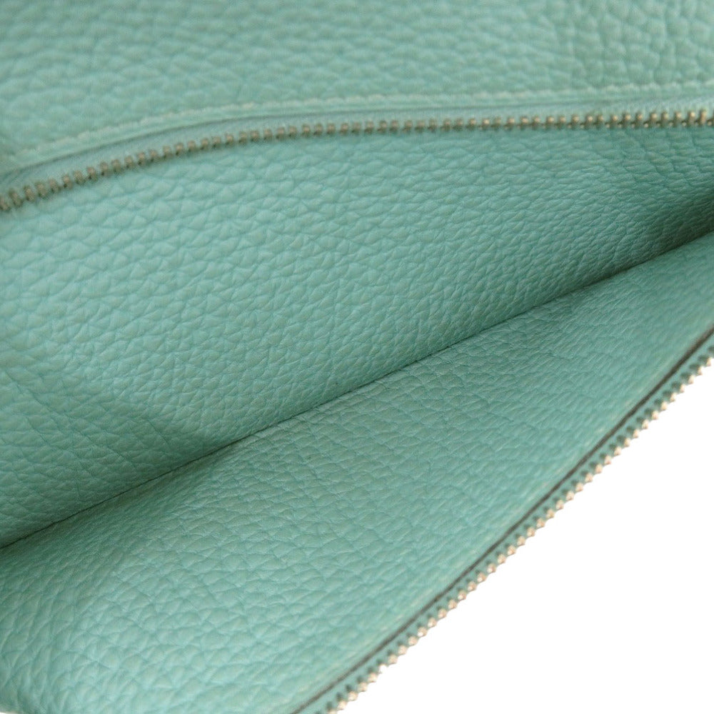 HERMES Long Wallet Purse Togo Blue Atoll Dogon Long