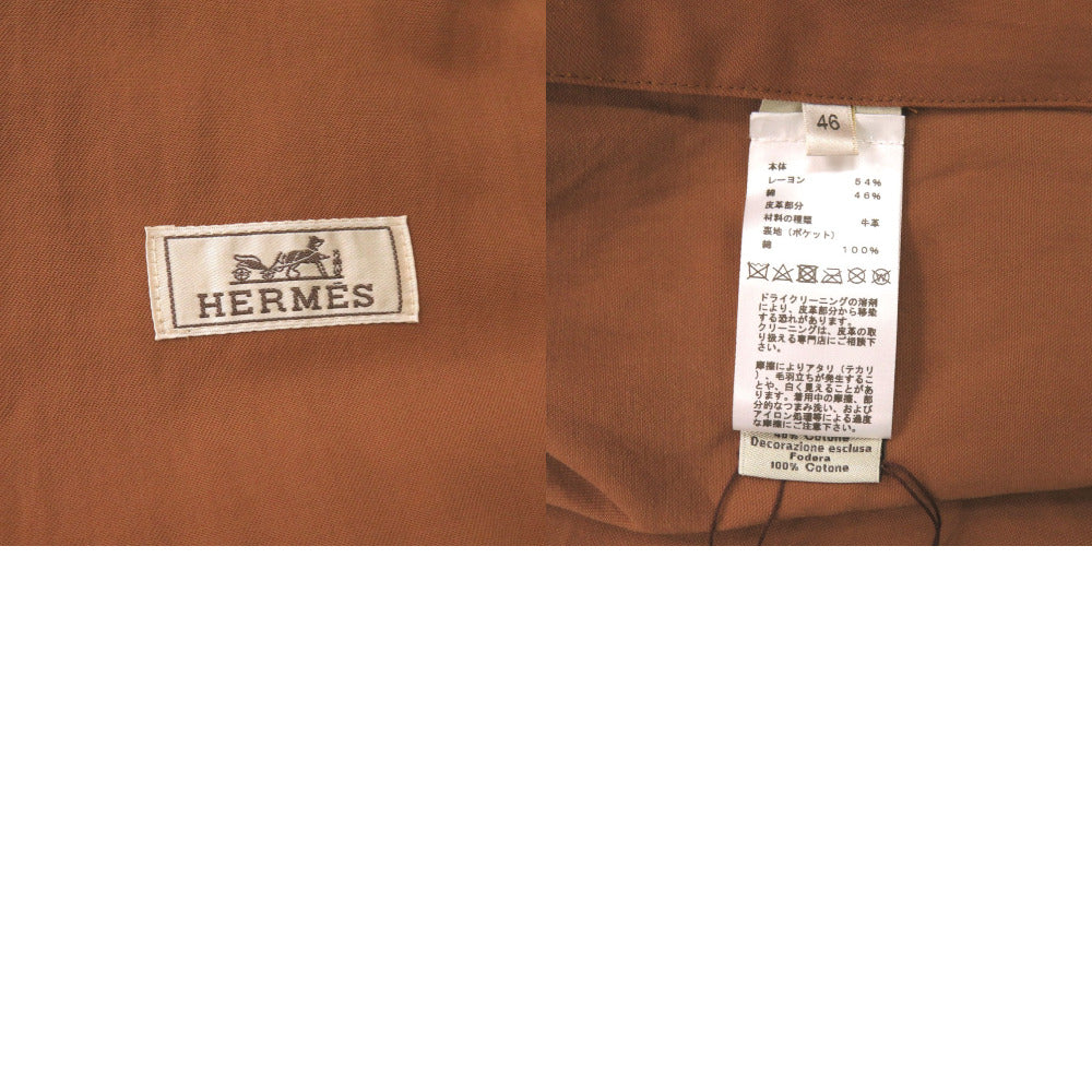 HERMES Long sleeve shirt H352140HC3H52 Rayon, Cotton Cienne Icons au Carre Embroidery 46