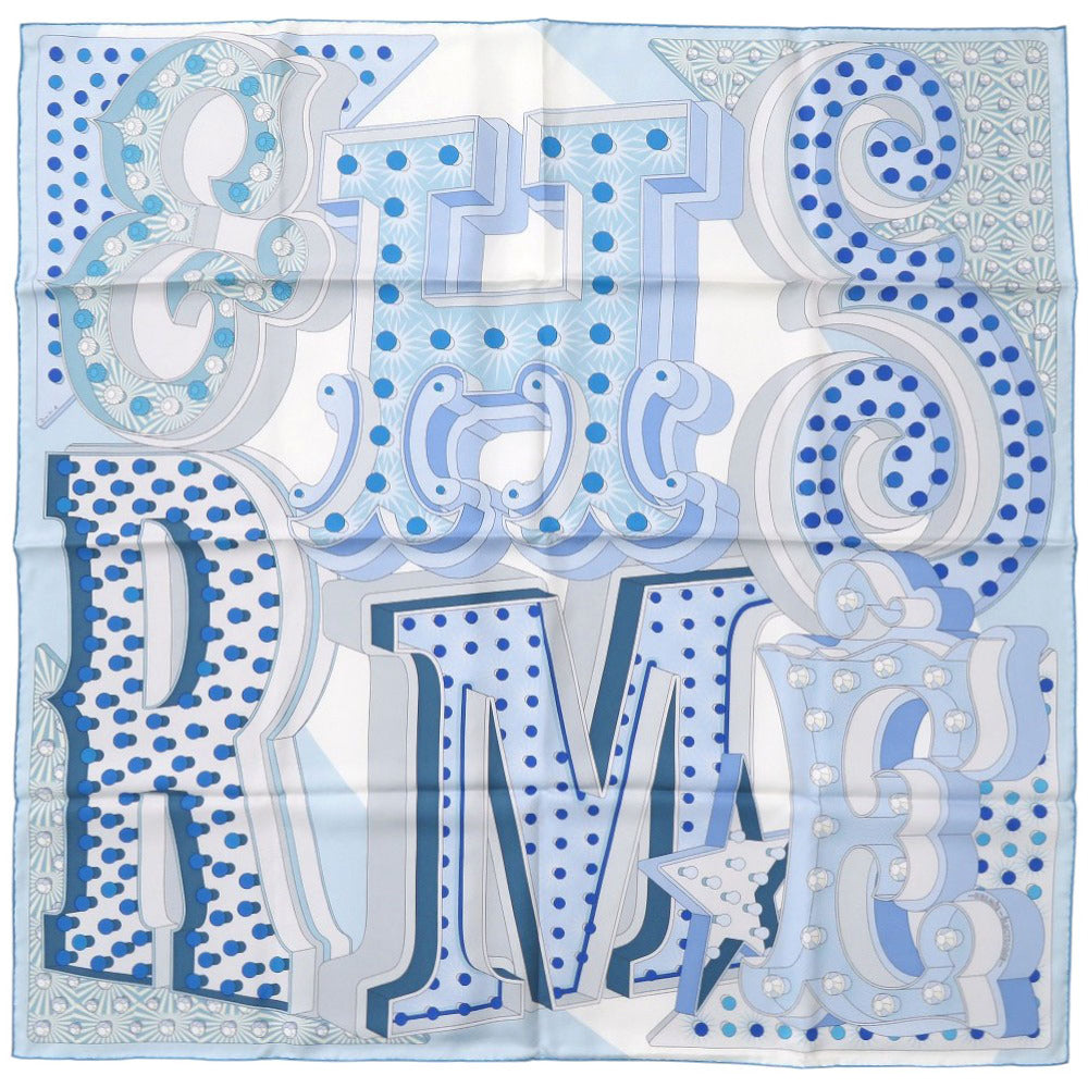HERMES scarf silk blue Carre90 Hermes Electric