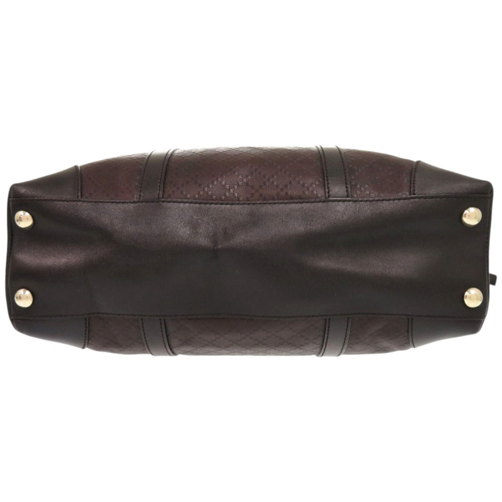 GUCCI Tote Bag 223668 leather Dark brown Diamante