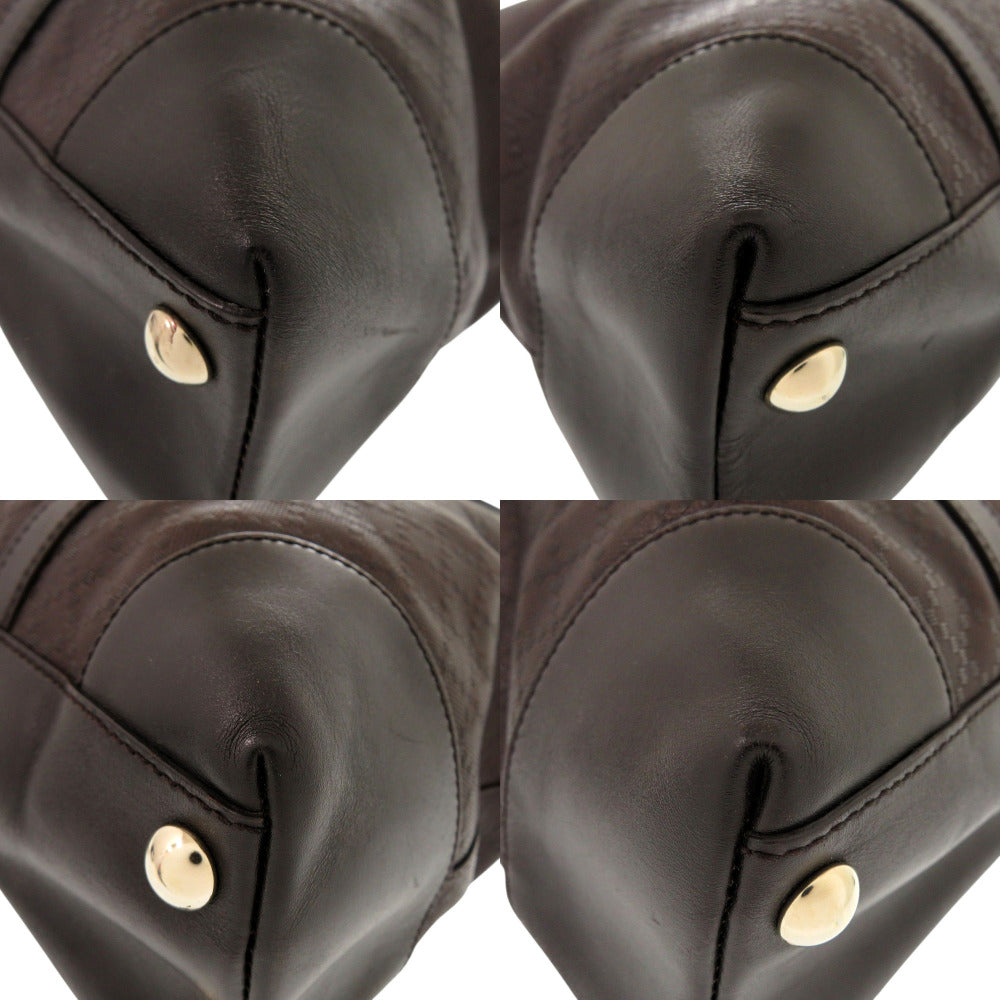 GUCCI Tote Bag 223668 leather Dark brown Diamante