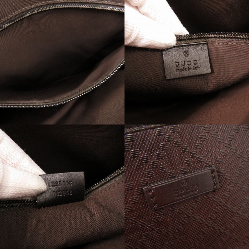 GUCCI Tote Bag 223668 leather Dark brown Diamante