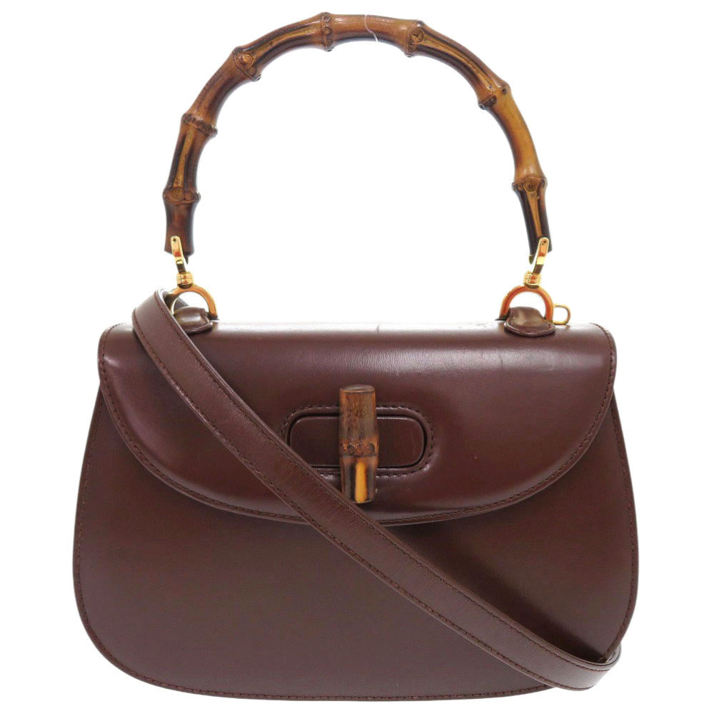 GUCCI Handbag 000 46 0188 leather Dark brown Bamboo